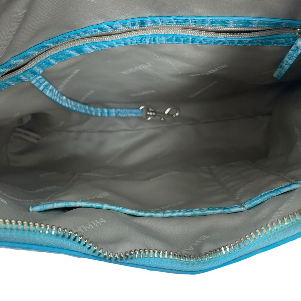 Brahmin Tabitha Melbourne Leather Shoulder Bag Aqua Blue Croc Embossed - Picture 11 of 12
